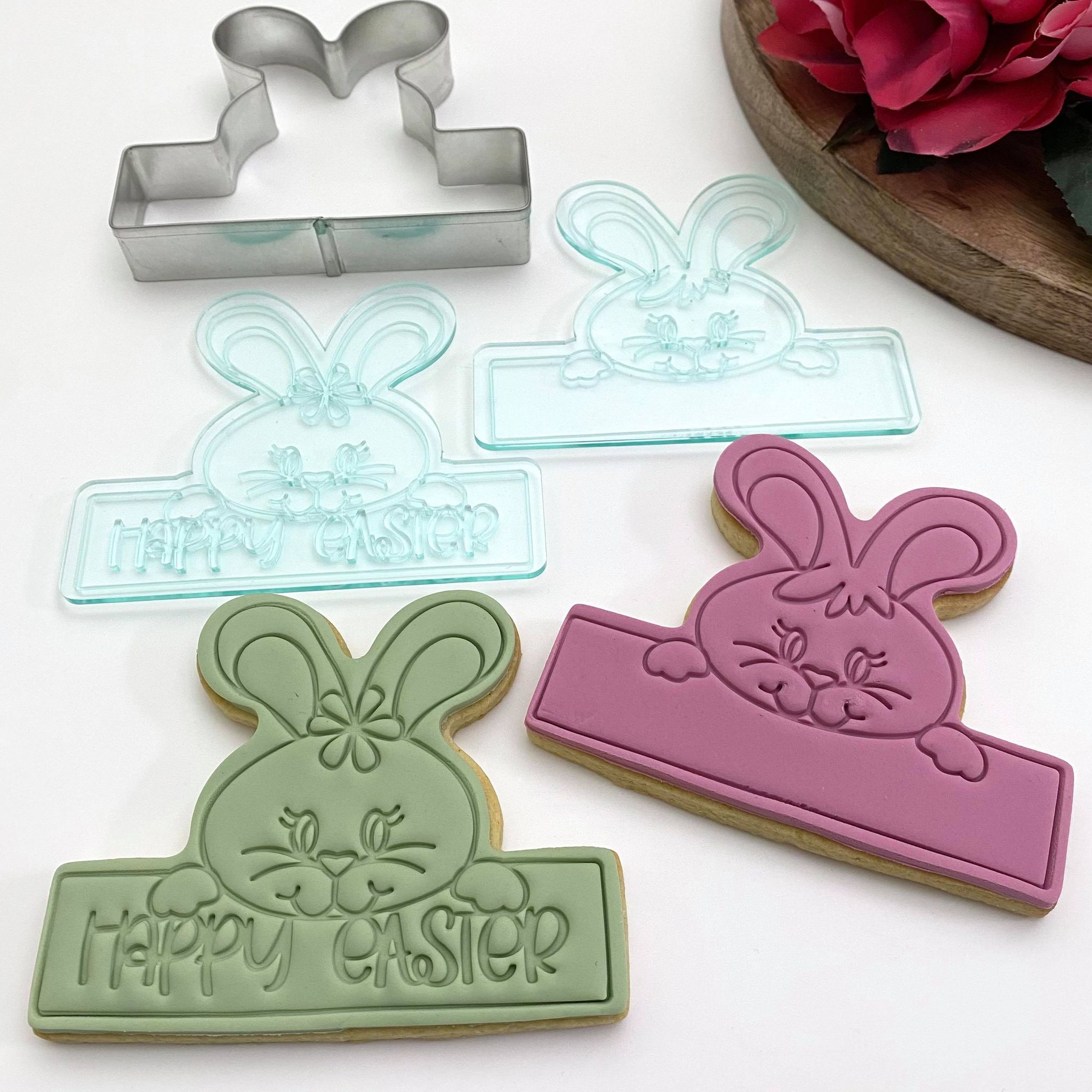 SET* Cookie Cutter and Embosser Stamps Large Rabbit Personalised Banner &  Happy Easter Banner Handmade – CutterCraft